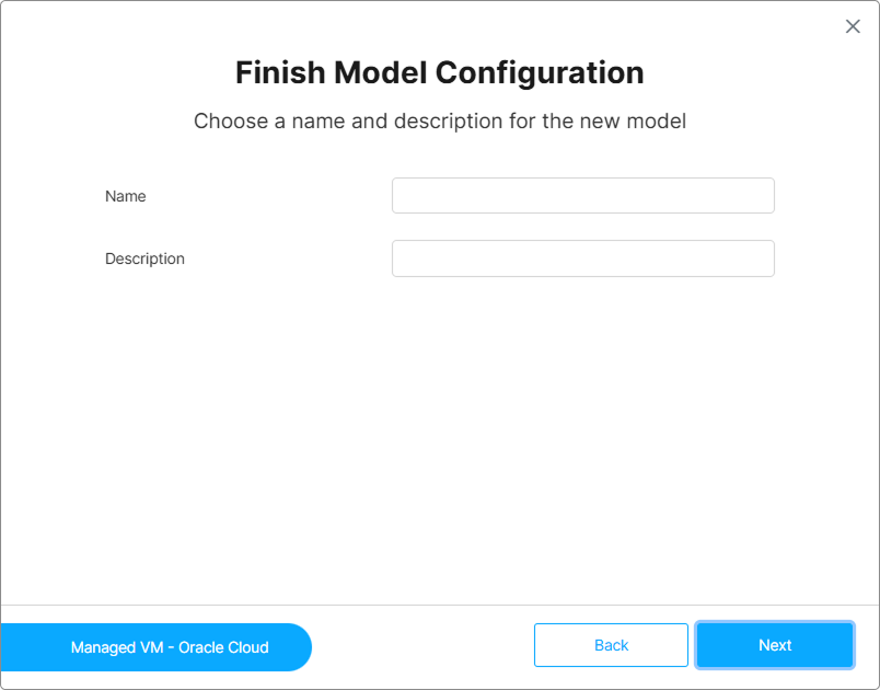Final step of the wizard showing Name and Description fields and the success confirmation message Final step of the wizard showing Name and Description fields and the success confirmation message