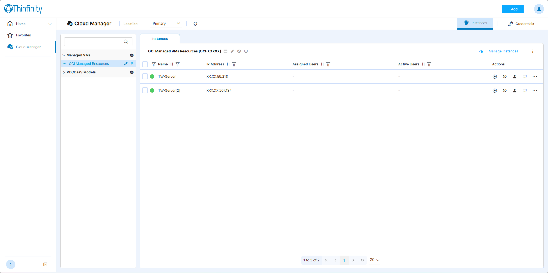 Instances tab showing the newly added VMs with status indicators Instances tab showing the newly added VMs with status indicators