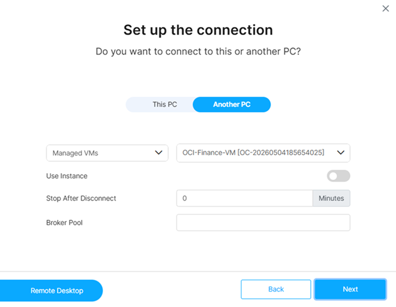 Access Profile wizard step 2 — setting up the connection Access Profile wizard step 2 — setting up the connection