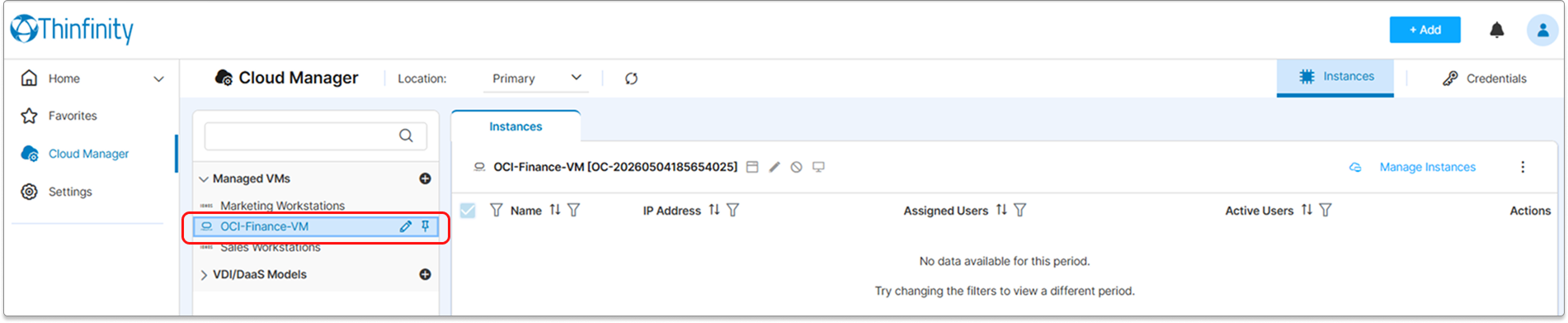 Connection added to the Managed VMs tab Connection added to the Managed VMs tab