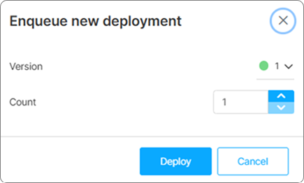Enqueue dialog — Version set to Production, Count set to 1 Enqueue dialog — Version set to Production, Count set to 1