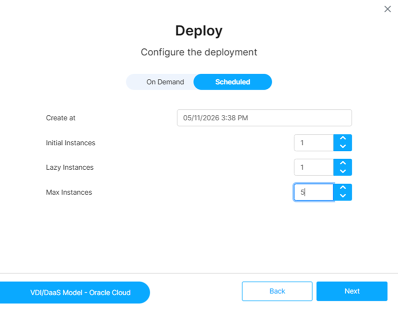 Deployment parameters for the VDI/DaaS model Deployment parameters for the VDI/DaaS model