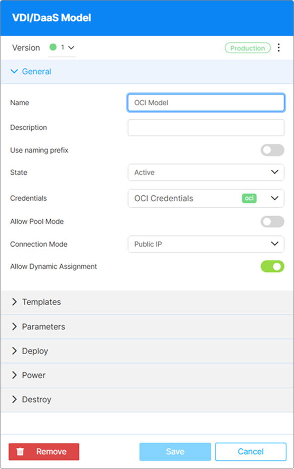 Model editor with the Remove button highlighted in the footer Model editor with the Remove button highlighted in the footer