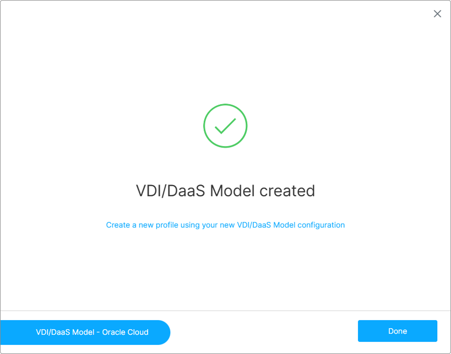 Save step and success confirmation with the Create Profile link