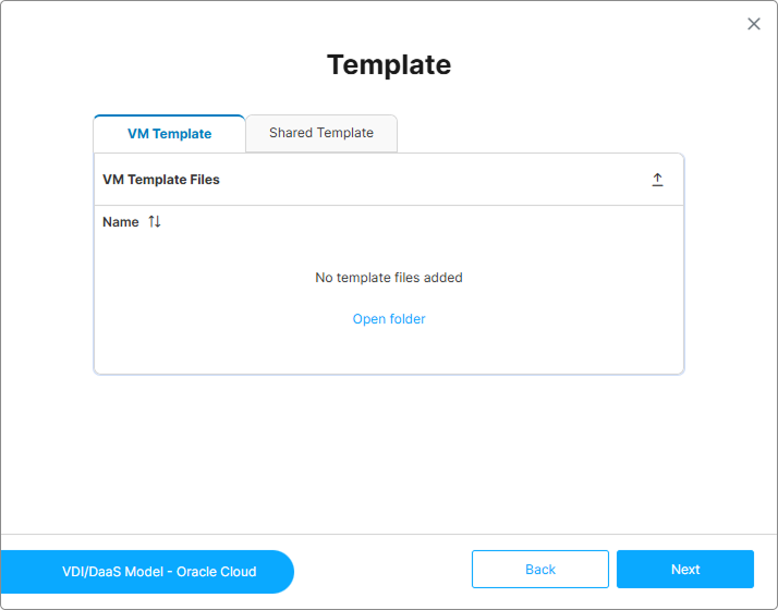 Template step showing Main Template and Shared Template panels
