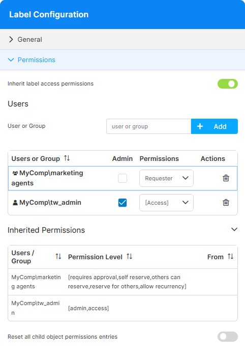 Label Permissions Label Permissions