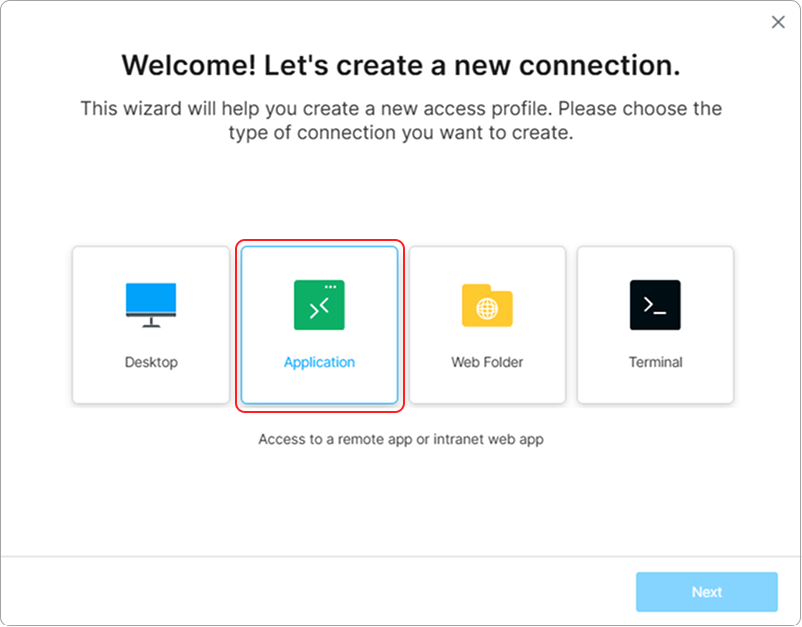 Wizard App Type Select