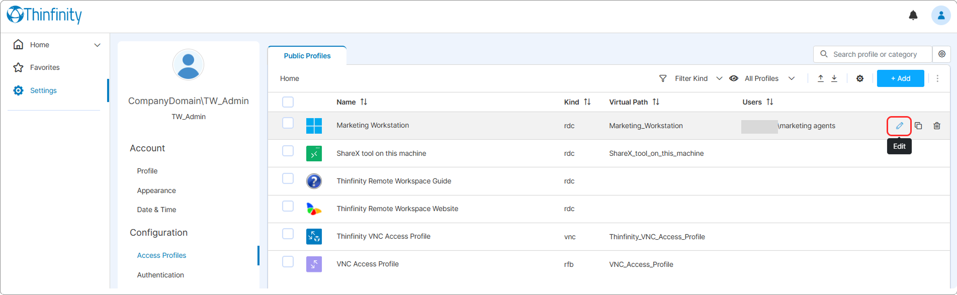Edit Rdc Access Profile Edit Rdc Access Profile