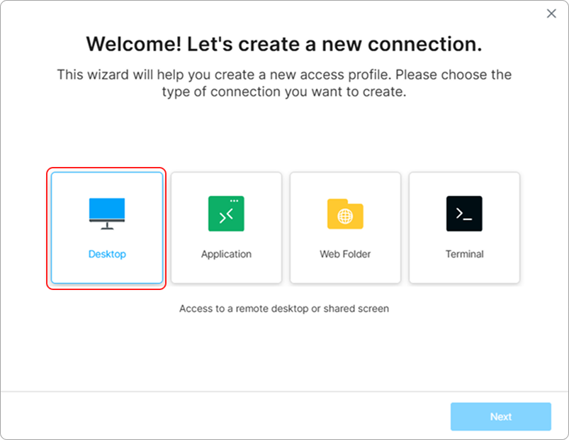 Wizard Select Desktop