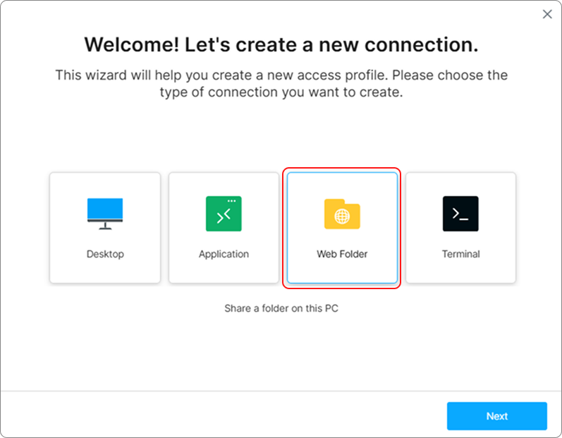 Wizard Folder Type Select