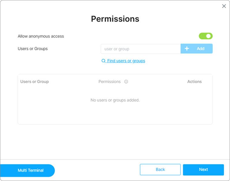 Wizard Multiterminal Permissions Wizard Multiterminal Permissions