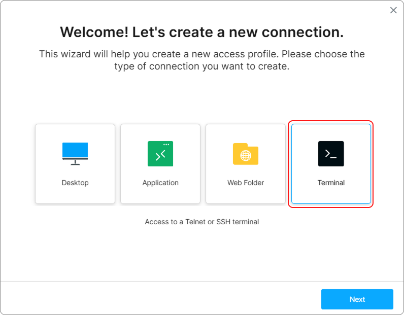 Wizard Terminal Type Select