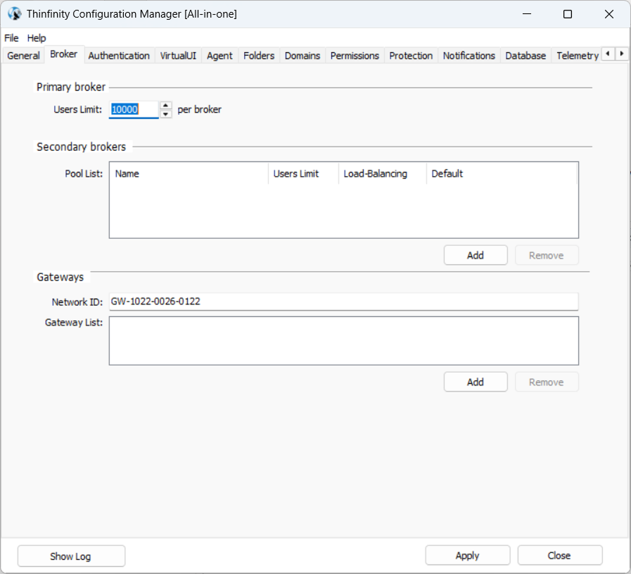 Config Manager Broker Tab