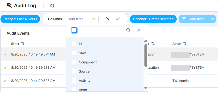 Audit Logs Columns