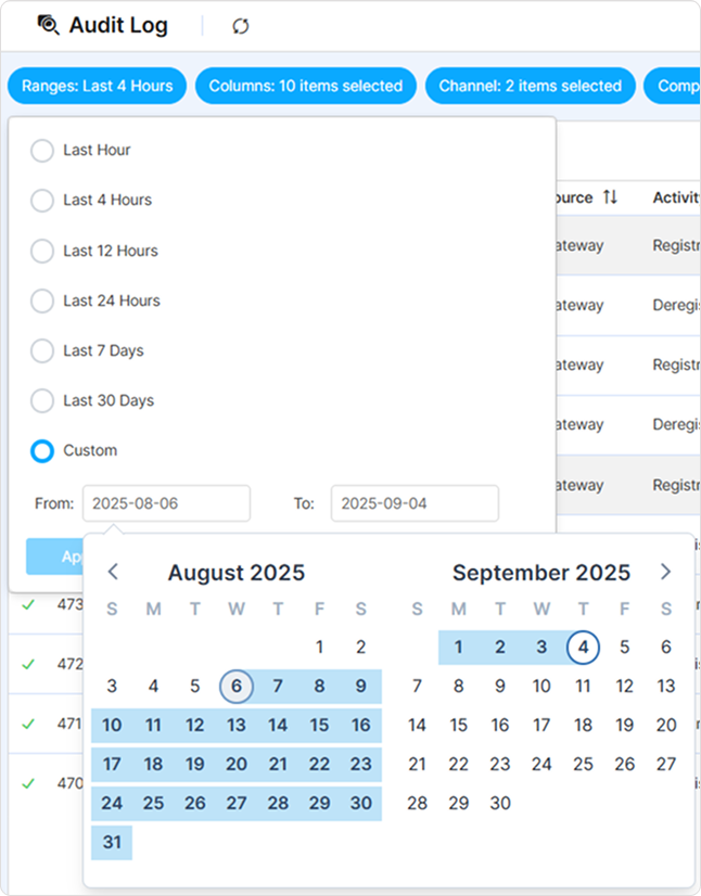 Audit Logs Ranges