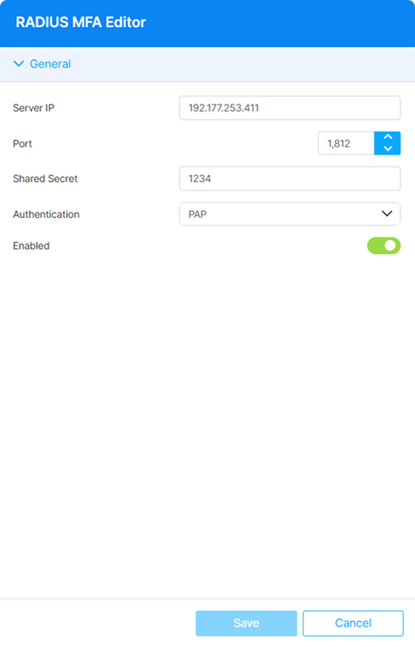 Radius Mfa Settings