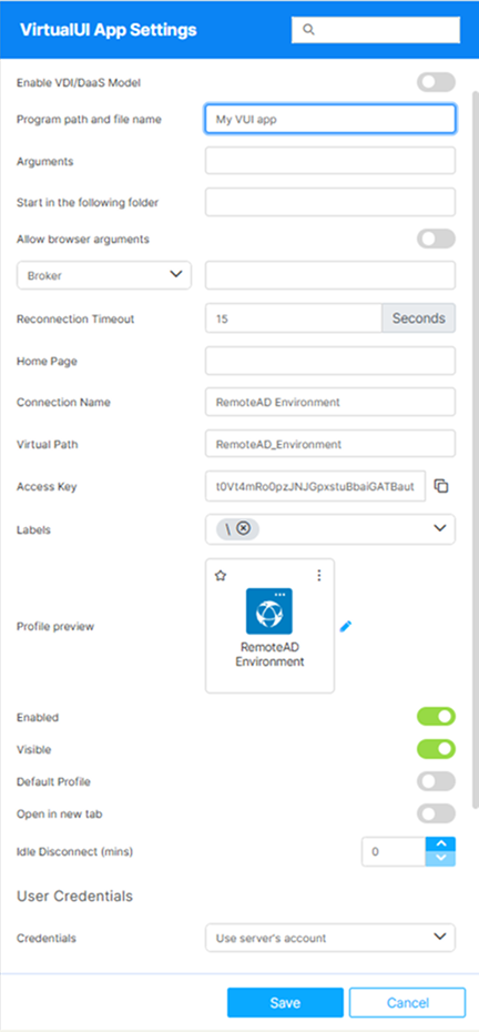 Vui General Settings