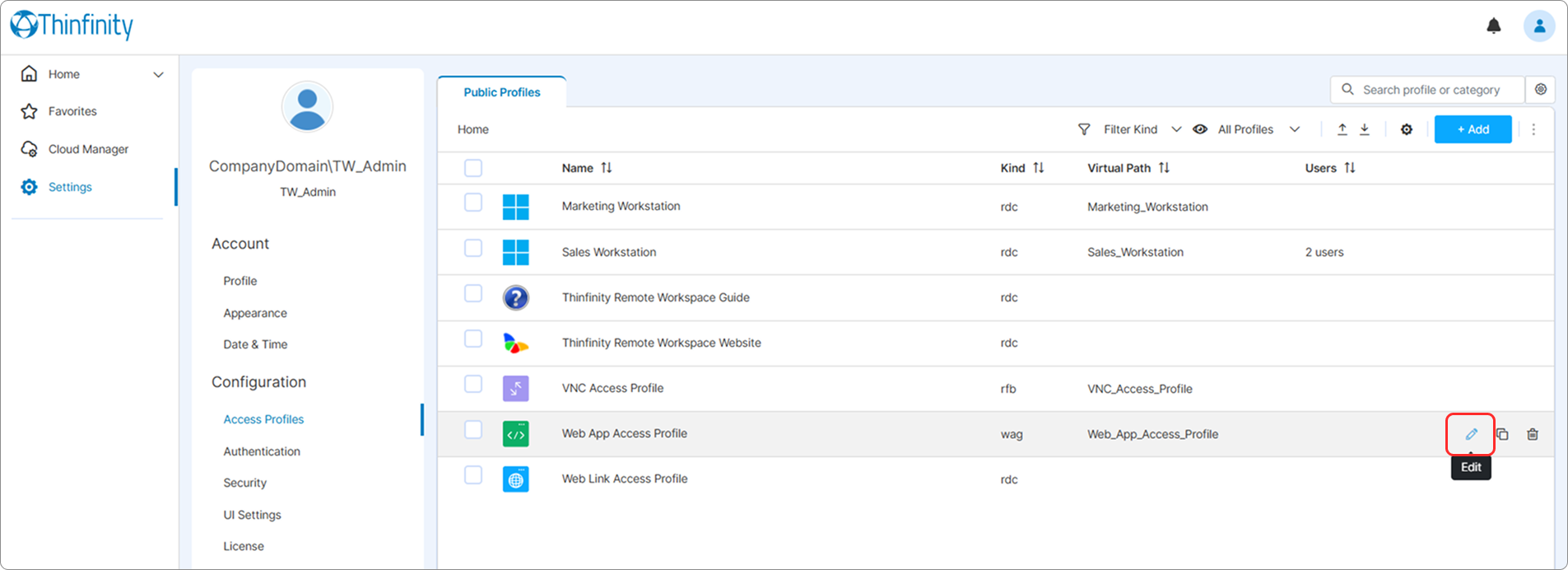 Web App Profile Edit