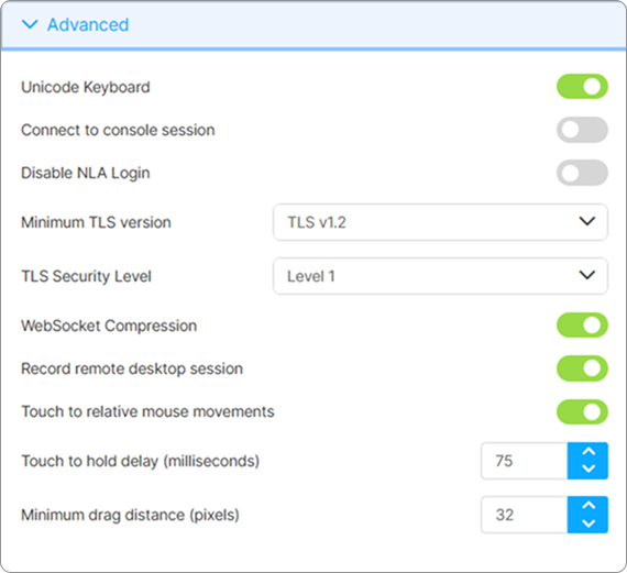 Rdc Advanced Settings