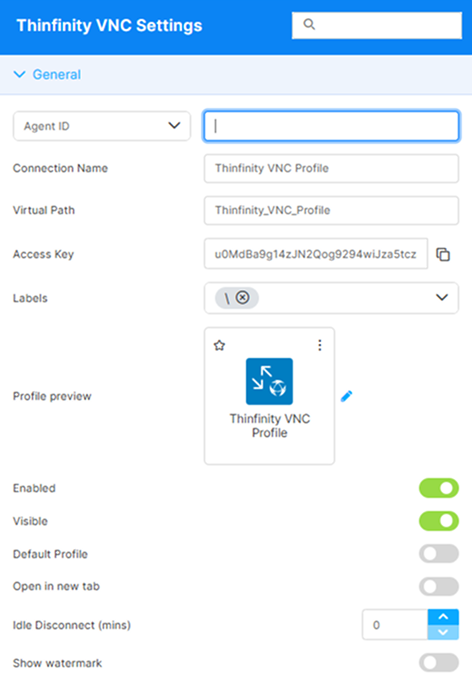 Tvnc General Settings Tvnc General Settings
