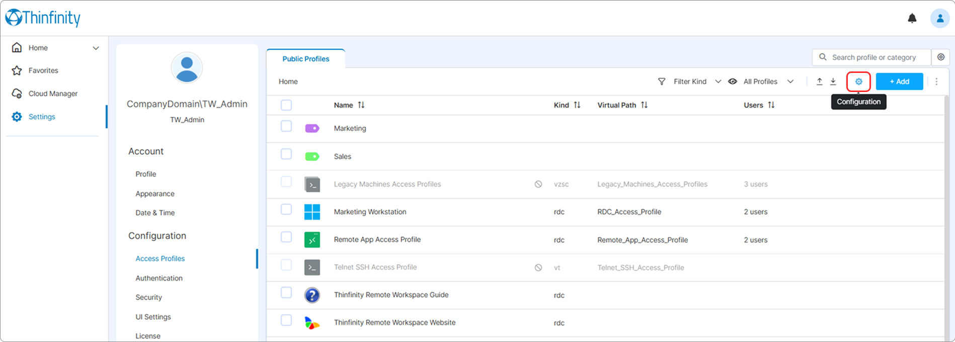 Global Access Profiles Parameters