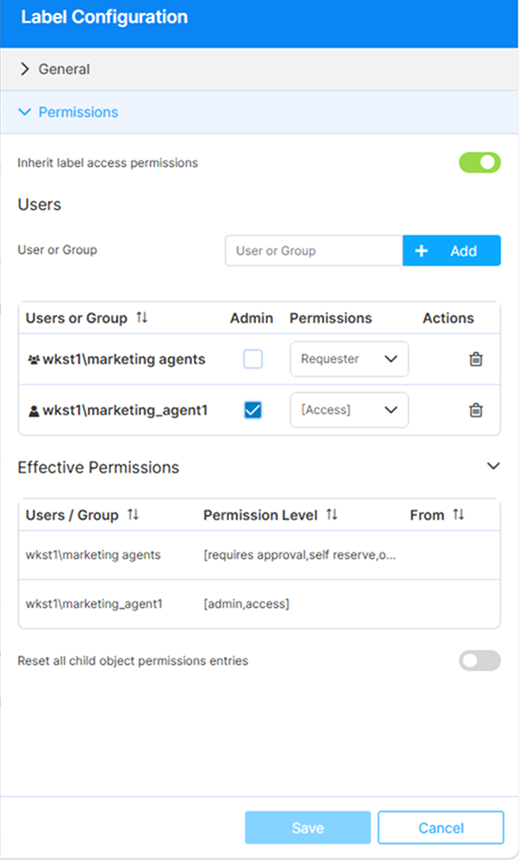 Label Permissions