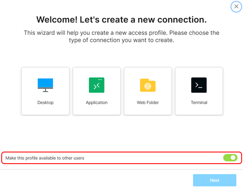 Private Profile Share Option