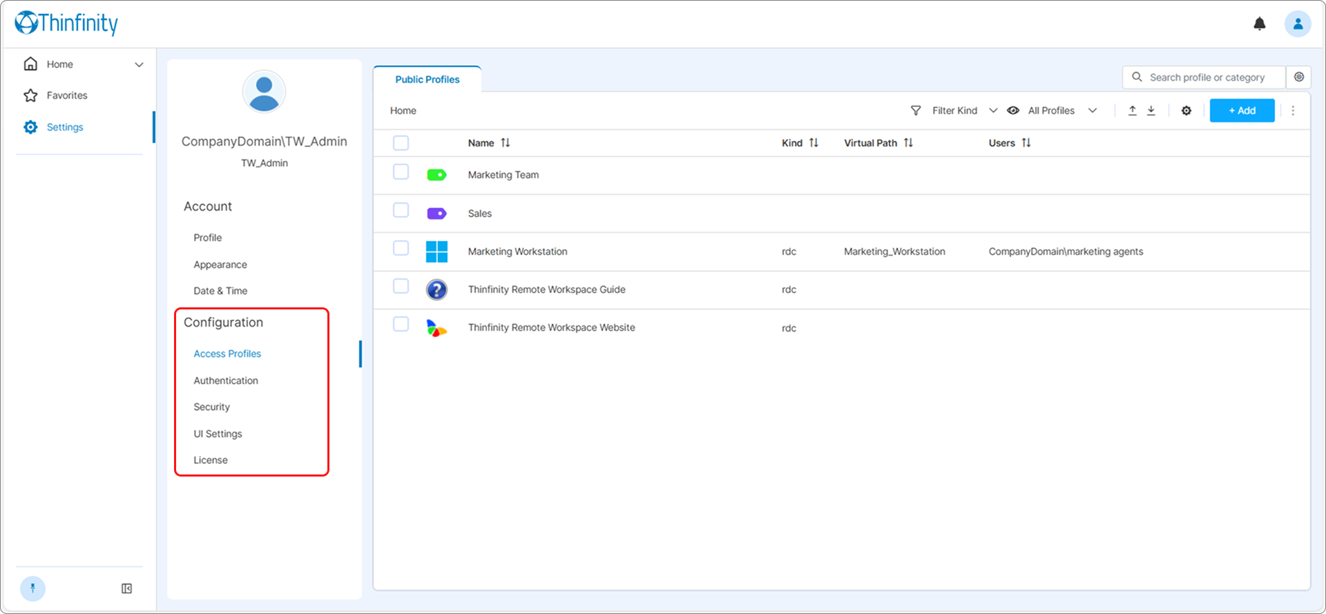 Configuration From The Web Manager