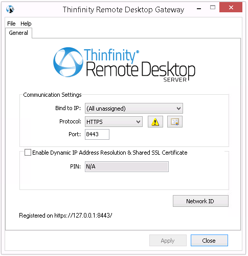 ThinRDP Server HTML5, Web-based RDP remote desktop control general tab configuration