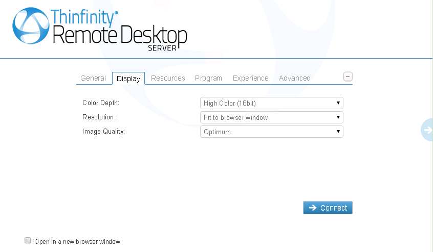 ThinRDP Server HTML5, Web-based RDP desktop remote access web display settings