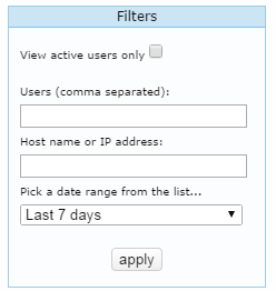 ThinRDP Server HTML5, Web-based RDP desktop remote access analytics filter