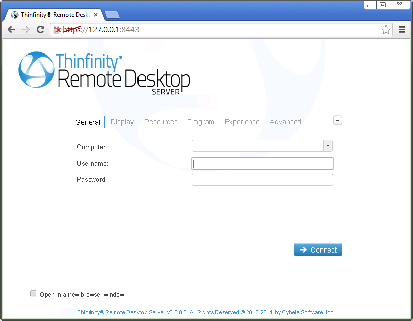 ThinRDP Server HTML5, Web-based RDP remote desktop control web start page connection
