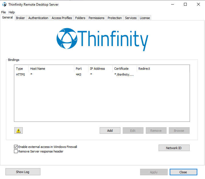 Thinfinity Remote Desktop server screen