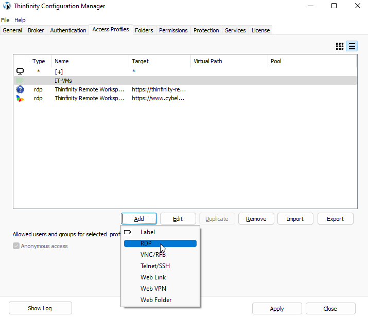 Customize the RDP access profiles with labels, step 04