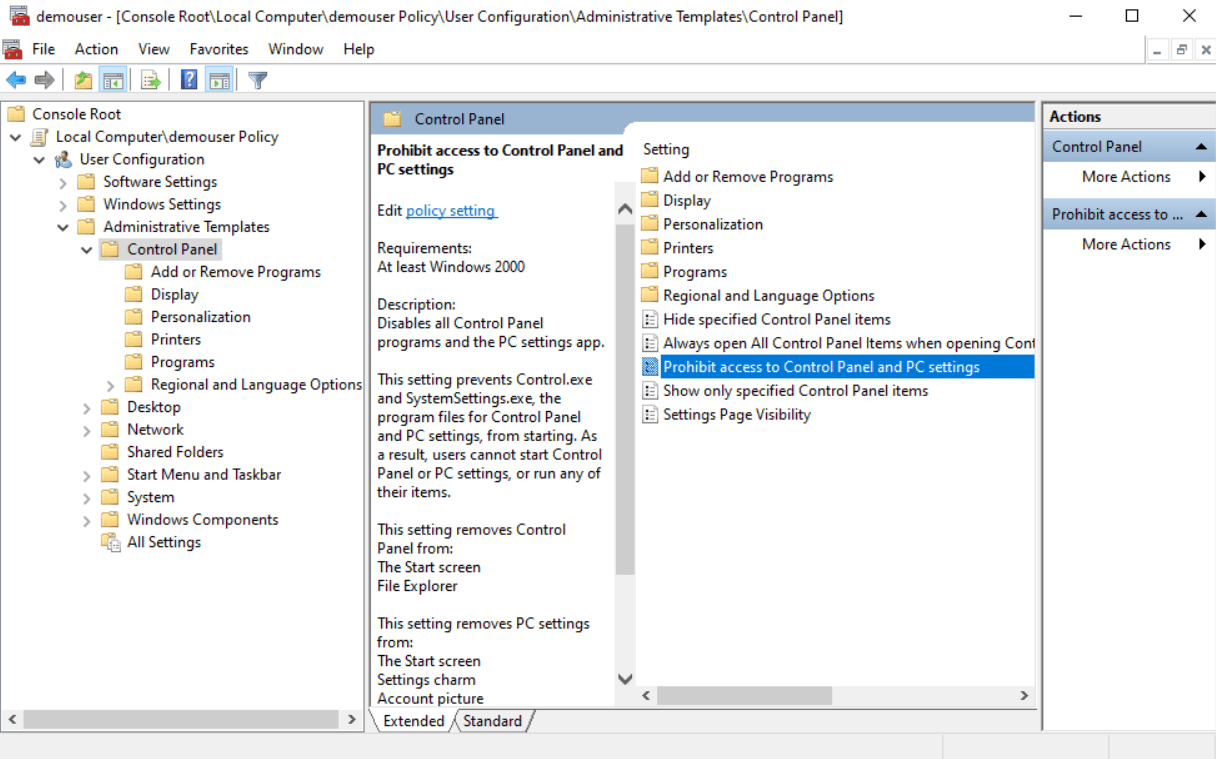 Securing your Remote Workspace environment by using Windows Group Policies, step 08