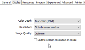 Set the RDP resolution to match the browser's display settings. step 02