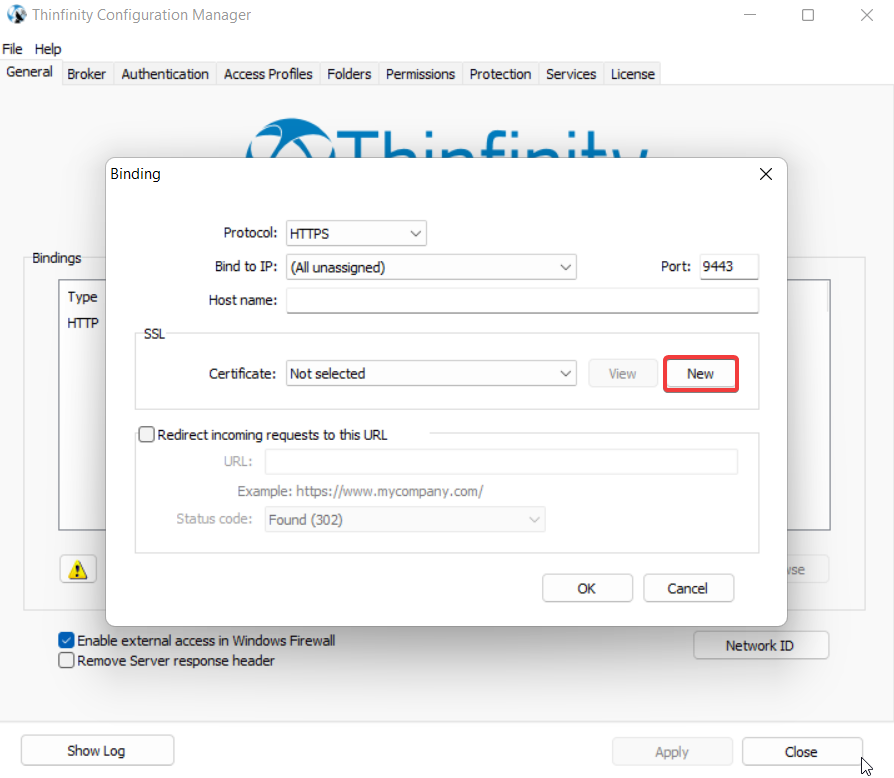 Create a certificate request and add it in Thinfinity Remote Workspace, step 02