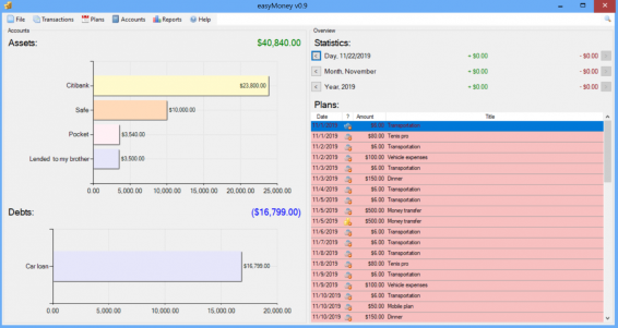 Easy Money Manager Live demo .net screenshot
