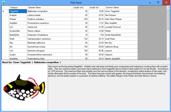 Fish Facts live demo screenshot
